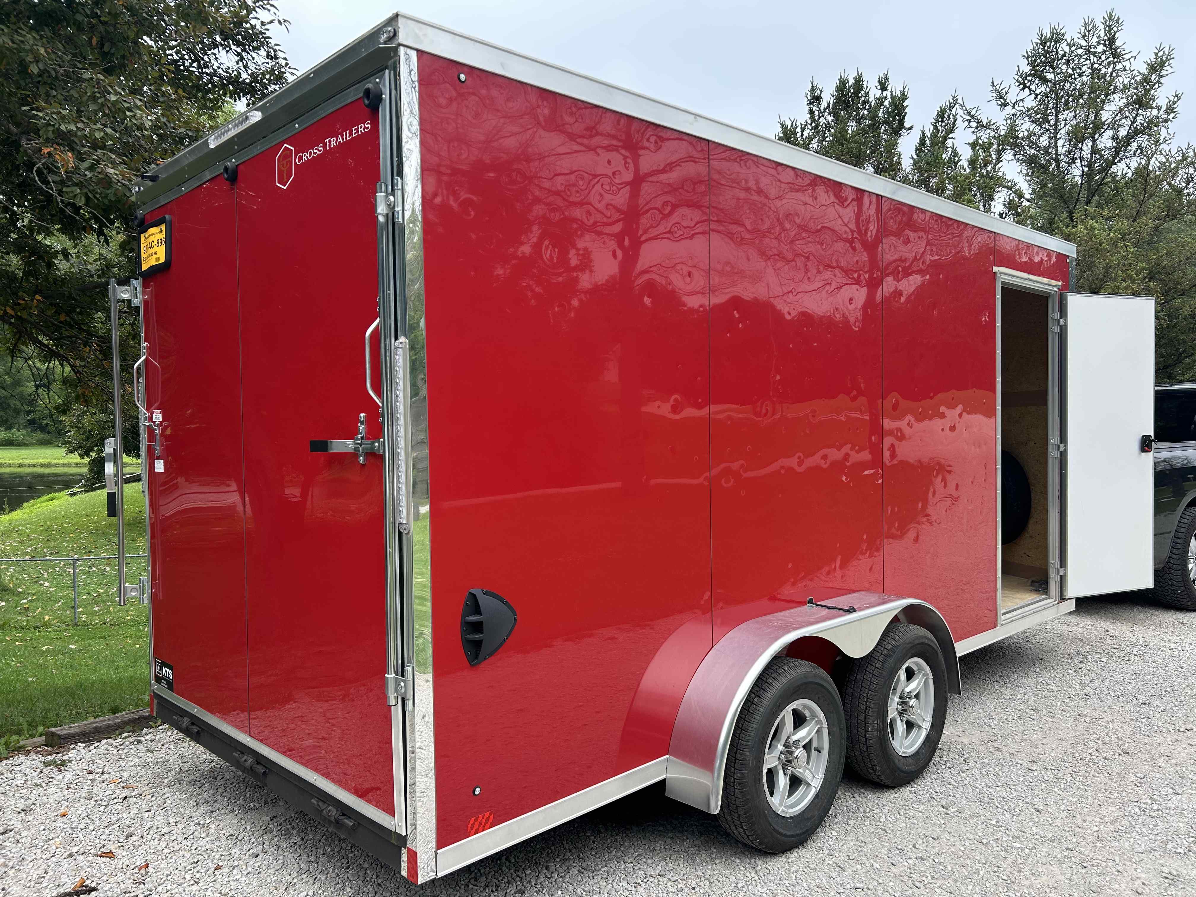 Red 16ft Cross enclosed cargo trailer for rent in Mt. Zion, IL